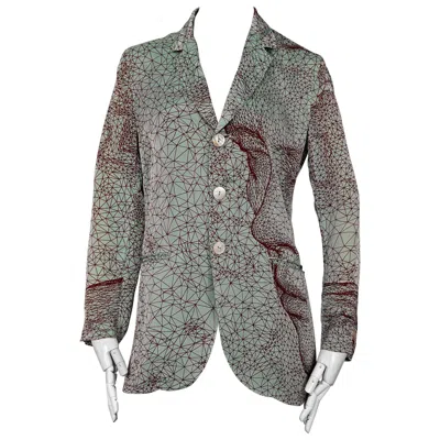 Pre-owned Jean Paul Gaultier Vintage  Constellation Face Optic Illusion Shirt Blazer Jacket In Gray