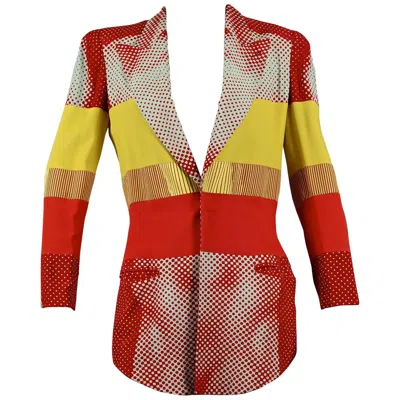 Pre-owned Jean Paul Gaultier Vintage  "cyberbaba" Body Optical Illusion Blazer Jacket In Red
