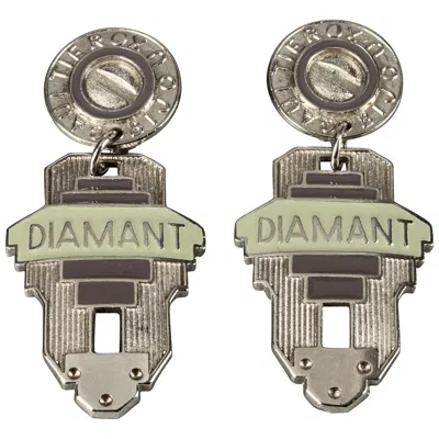 Pre-owned Jean Paul Gaultier Vintage  Diamant Bijoux Label Enamel Dangling Earrings In Multi