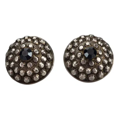 Pre-owned Jean Paul Gaultier Vintage  Ethnic Studded Disc Earrings In Black