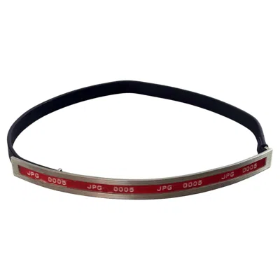 Pre-owned Jean Paul Gaultier Vintage  Jpg 0005 Red Embossing Tape Black Skinny Leather Belt