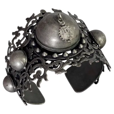 Pre-owned Jean Paul Gaultier Vintage  Logo Brutalist Filigree Dome Cuff Bracelet In Multi