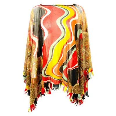 Pre-owned Jean Paul Gaultier Vintage  Multicolor Mesh Poncho Cover Up Top Size M In Orange