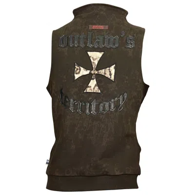 Pre-owned Jean Paul Gaultier Vintage  "outlaws Territory" Cross Leopard Print Vest Jacket In Black