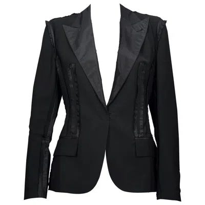 Pre-owned Jean Paul Gaultier Vintage  Smoking Trompe L'oiel Inverted Seam Blazer Jacket In Black