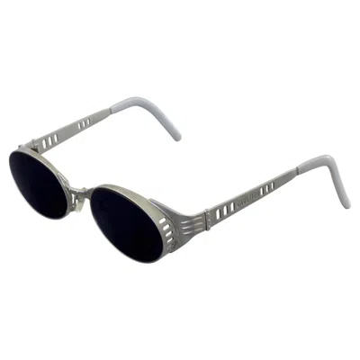 Pre-owned Jean Paul Gaultier Vintage  Steampunk Silver Tone Oval Sunglasses In Black