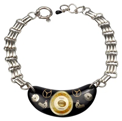 Pre-owned Jean Paul Gaultier Vintage  Steampunk Watch Lucite Choker Necklace In Brown