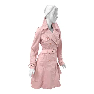 Pre-owned Jean Paul Gaultier Vintage  Tiered Ruffle Trench Coat Patent Leather Corset Belt In Sand