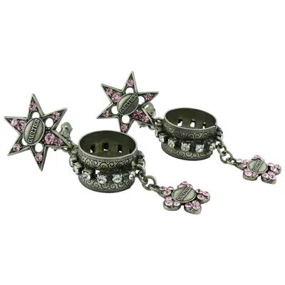 Pre-owned Jean Paul Gaultier Vintage Jewelled Dangling Earrings In Black