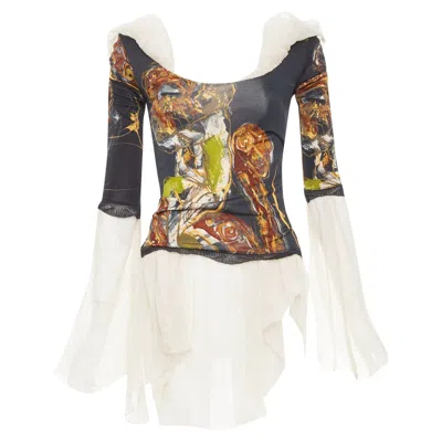 Pre-owned Jean Paul Gaultier Vintage Maille Archive Sheer Sheer Mesh Knit Punk Top M In Multi