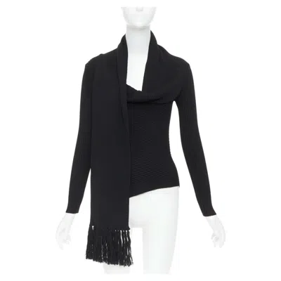 Pre-owned Jean Paul Gaultier Vintage Maille Femme Black Wool Cowl Neck Sweater L