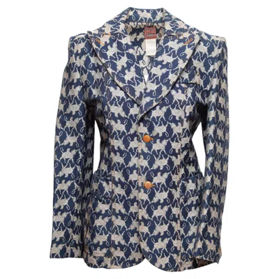 Pre-owned Jean Paul Gaultier Vintage Navy & White Gaultier Jeans Fall/winter 1994 Pegasus Motif Blazer Size U