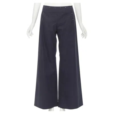 Pre-owned Jean Paul Gaultier Vintage Navy Silver Button Wide Leg Nautical Pants It42 M In Blue
