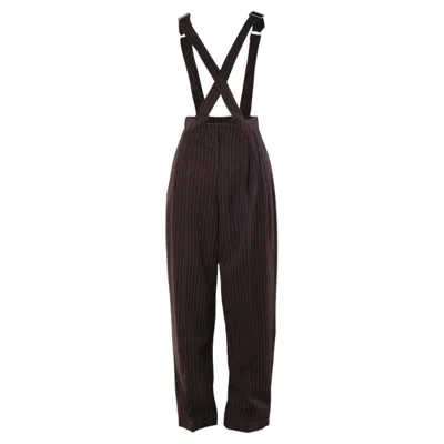 Pre-owned Jean Paul Gaultier Vintage Pinstripe High Waist Suspender Trousers - '90s In Black