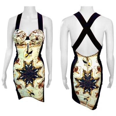 Pre-owned Jean Paul Gaultier Vintage S/s1991 Cone Bra Bustier Sheer Side Panels Mini Dress In Sand