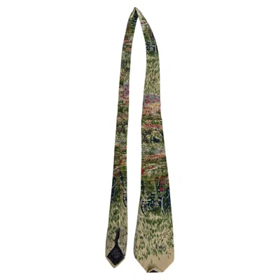 Pre-owned Jean Paul Gaultier Vintage Tie - "rural Landscape" Illustration Print In Gray