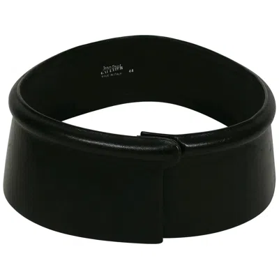 Pre-owned Jean Paul Gaultier Vintage Wide Black Leather Rim Tube Belt