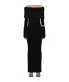 Jean Paul Gaultier Womens Off-shoulder Faux Fur-trim Ribbed-knit Maxi Dress Black Xs In Black