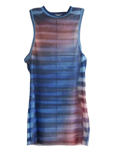 Jean Paul Gaultier Striped-pattern Mesh Top In Multi