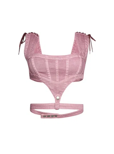 JEAN PAUL GAULTIER JEAN PAUL GAULTIER WASHED LACED CROP TOP