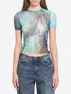 Jean Paul Gaultier Abstract Print Sheer Fabric Top