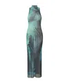 Jean Paul Gaultier The Long Water Dress Print High-neck Maxi Dress In Green