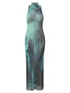 Jean Paul Gaultier The Long Water Dress Print High-neck Maxi Dress In Green