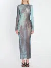 Jean Paul Gaultier Water Print Maxi Dress In Multi