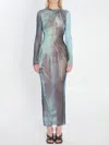 Jean Paul Gaultier Water Print Maxi Dress In Multi