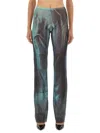 Jean Paul Gaultier Printed Flared-leg Mesh Trousers In Blue