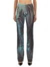 Jean Paul Gaultier Printed Flared-leg Mesh Trousers In Green
