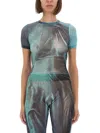 Jean Paul Gaultier Abstract Print Sheer Fabric Top In Multi