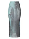 Jean Paul Gaultier Mesh Printed Water Long Skirt In Green