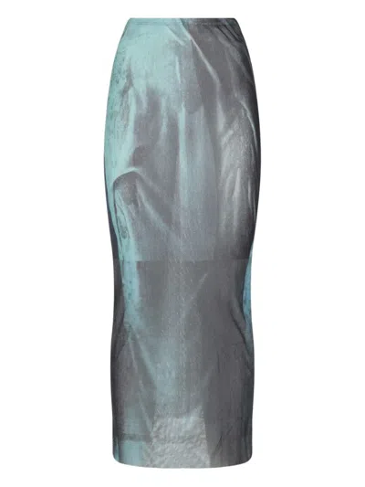 JEAN PAUL GAULTIER WATER PRINT LONG SKIRT