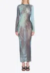 Jean Paul Gaultier Water Print Maxi Dress In Multi