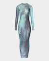 Jean Paul Gaultier Printed Long-sleeved Midi Dress