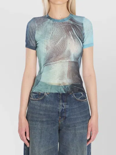 JEAN PAUL GAULTIER WATER PRINT SHEER SLIM FIT T-SHIRT
