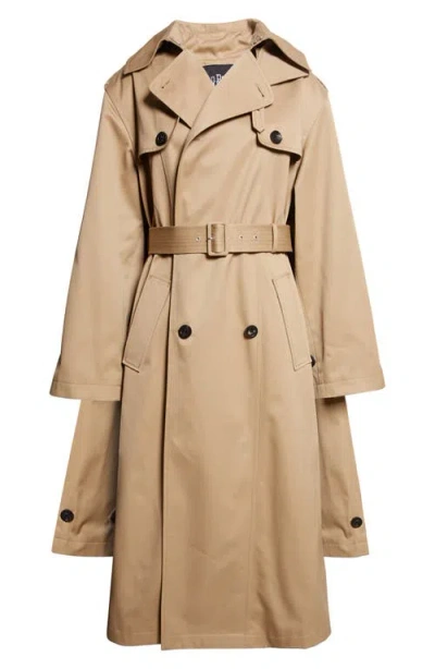 Jean Paul Gaultier Water Repellent Gabardine Hooded Trench In Neutral