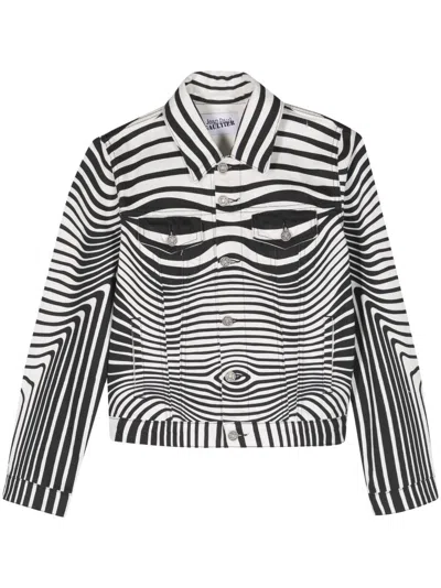 JEAN PAUL GAULTIER JEANSJACKE MIT MORPHING DIGITAL-PRINT