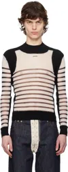 Jean Paul Gaultier Men Marniniere Mesh And Knit Top In 0100-white/black
