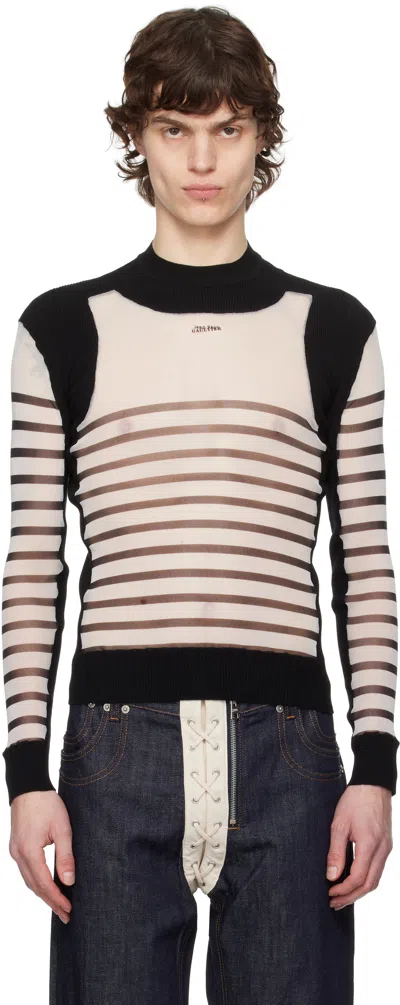 JEAN PAUL GAULTIER WHITE & BLACK 'THE BI-MATERIAL MARINIÈRE' SWEATER