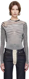 JEAN PAUL GAULTIER WHITE & BLACK 'THE DRAPED BODY MORPHING' BODYSUIT
