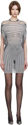 JEAN PAUL GAULTIER WHITE & BLACK 'THE DRAPED BODY MORPHING' MINIDRESS