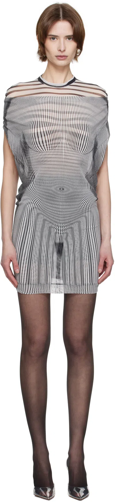 JEAN PAUL GAULTIER WHITE & BLACK 'THE DRAPED BODY MORPHING' MINIDRESS