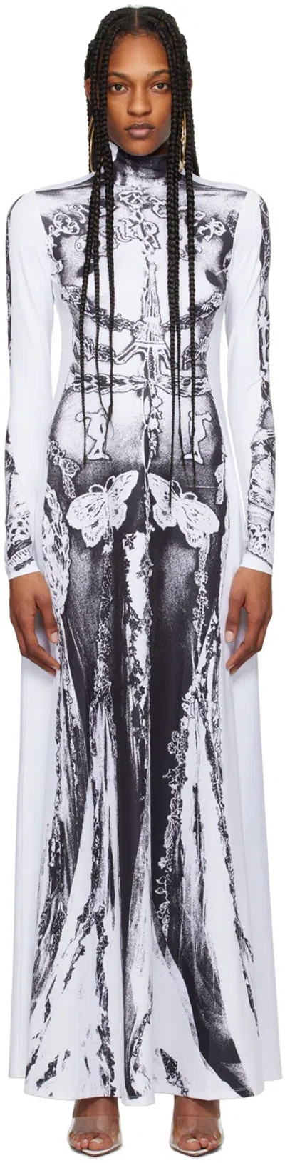 Jean Paul Gaultier White & Black 'the Gaultier Paris' Maxi Dress