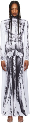 Jean Paul Gaultier Paris Graphic-pattern Stretch-woven Maxi Dress In 0100 White/black