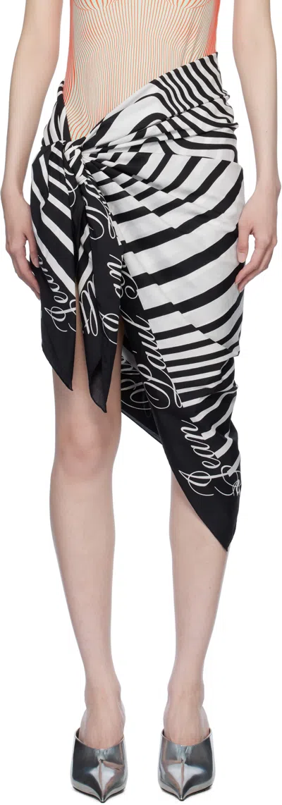Jean Paul Gaultier White & Black 'the Pinstripes Body Morphing' Sarong Cover-up In 0100 White/black