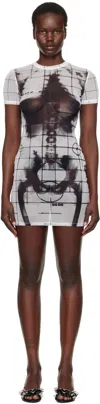 Jean Paul Gaultier White & Black 'the Squeletor' Minidress In 0100 White/black