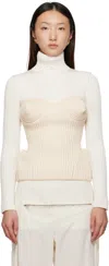 Jean Paul Gaultier Ribbed-knit Wool-blend Turtleneck Sweater In Neutral