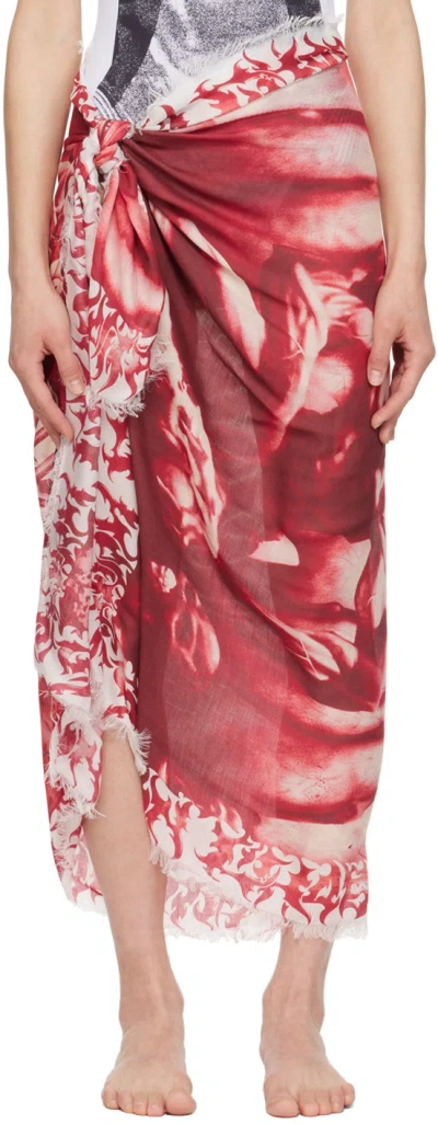 Jean Paul Gaultier White & Red Graphic Cover Up In 0130 White/red